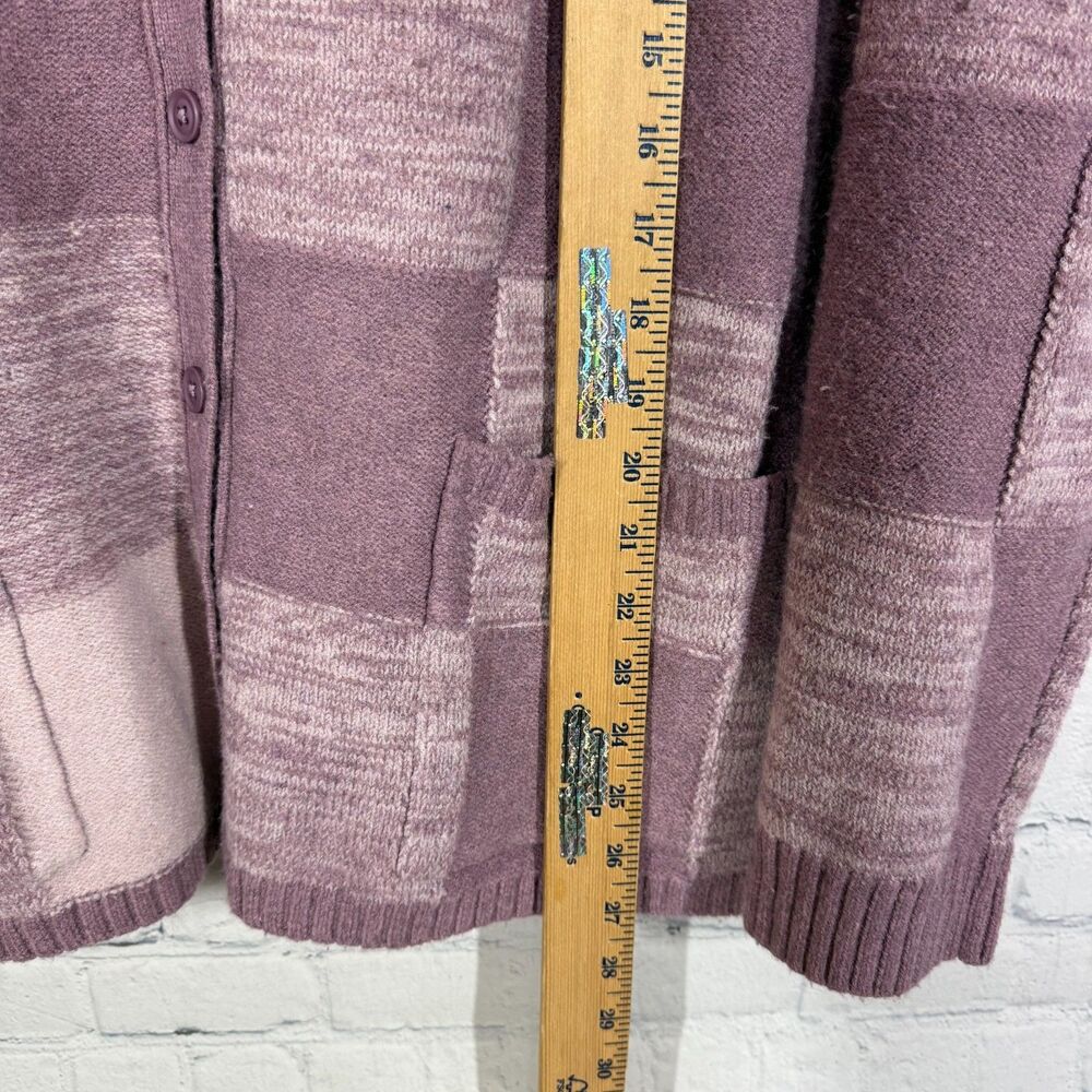 Logo by Lori Goldstein Cardigan Size 1X Lavander Patchwork Cozy Knit Sweater - Picture 8 of 9
